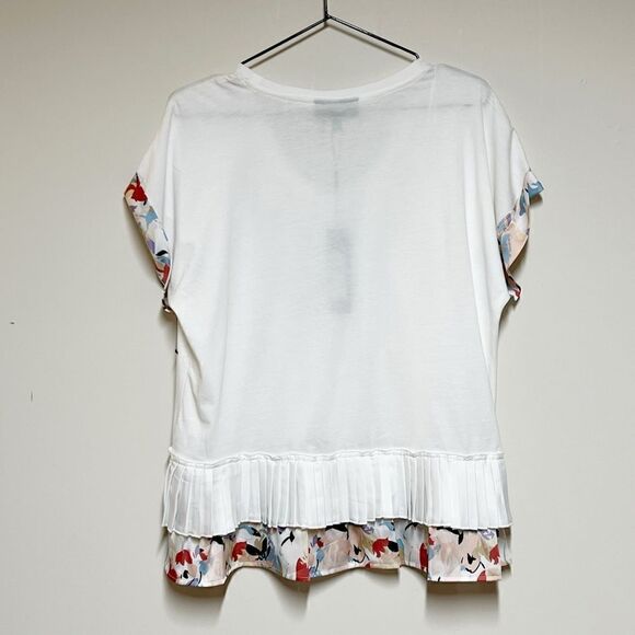 NWT Donna Karan New York  Modal Morning Dew Ruffle and floral trim top Sz M - Picture 5 of 9